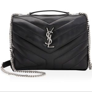 YSL medium Loulou bag. Black Leather and silver